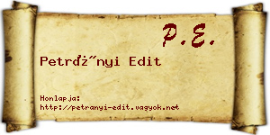 Petrányi Edit névjegykártya