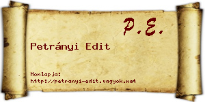 Petrányi Edit névjegykártya